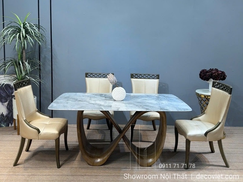 bàn ăn 4 ghế mặt đá hiện đại