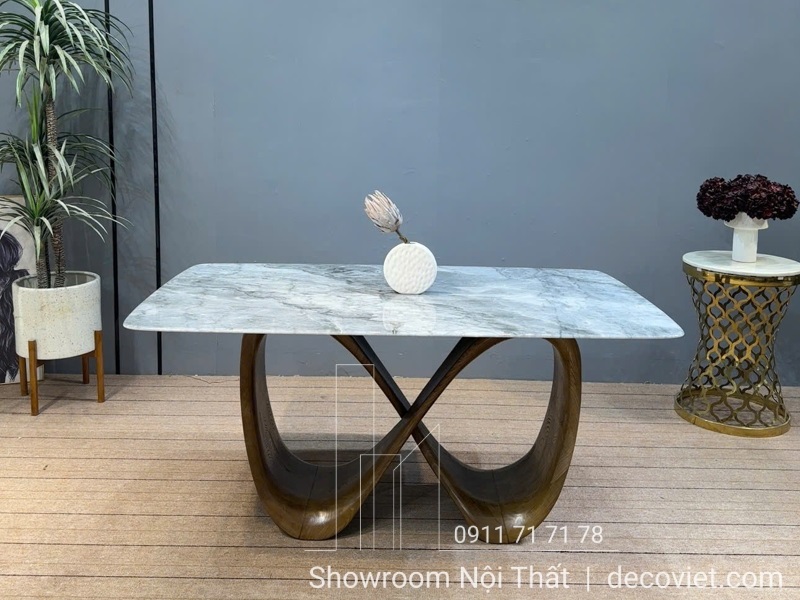 Bàn ăn chân gỗ mặt bàn cao cấp 4 ghế