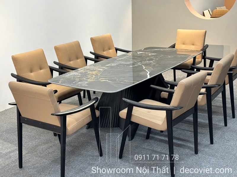 bàn ăn mặt đá 8 ghế cao cấp