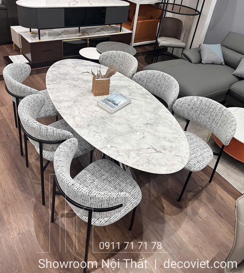 bàn ăn mặt đá 6 ghế hiện đại