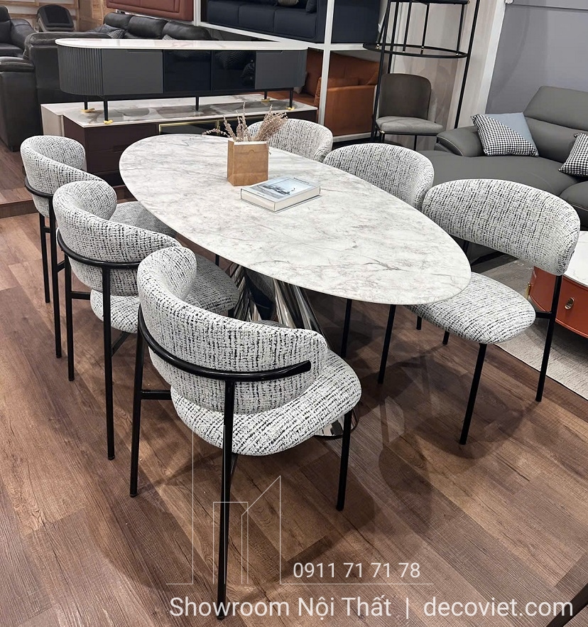 bàn ăn mặt đá 6 ghế cao cấp