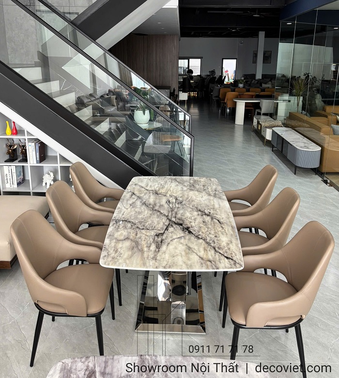 Bàn ăn mặt đá 2552S tôn vinh vẻ đẹp đương đại cho không gian