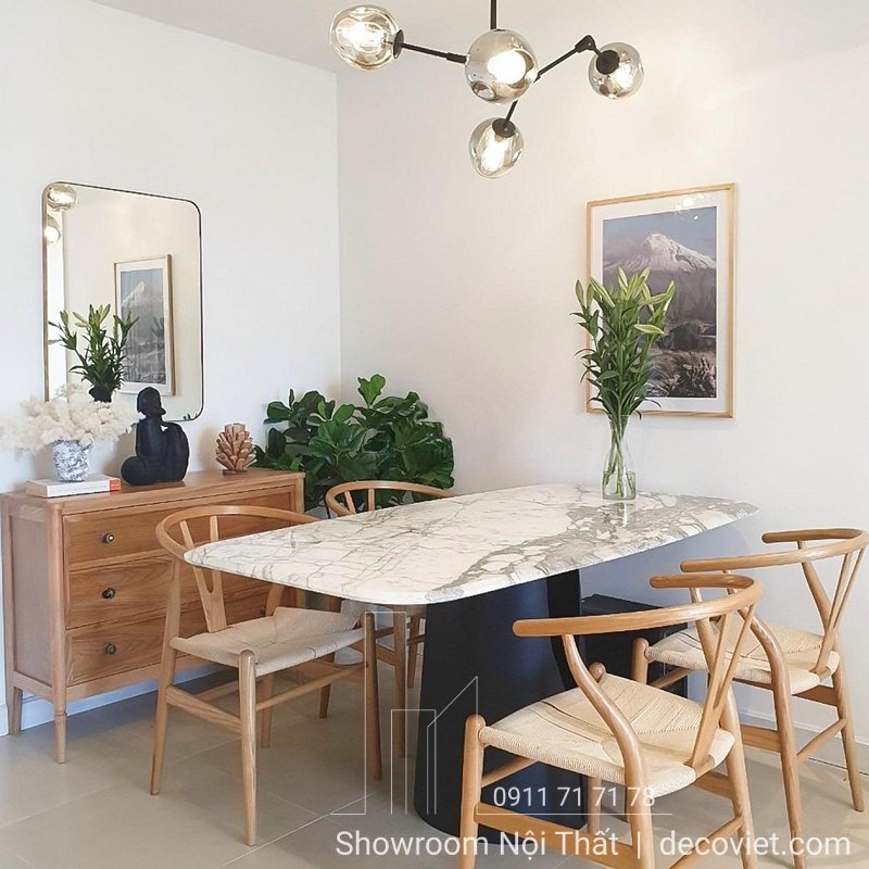bàn ăn 4 ghế mặt đá