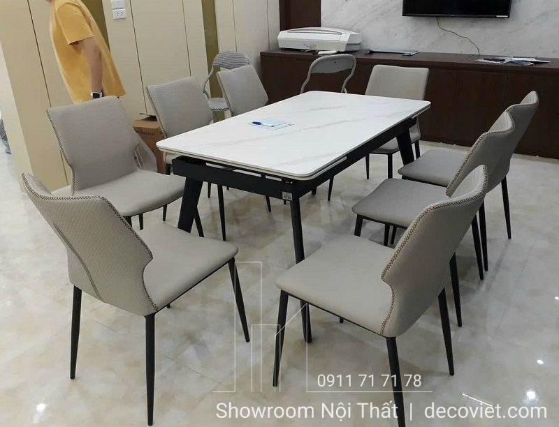bàn ăn kéo dài 8 ghế cao cấp