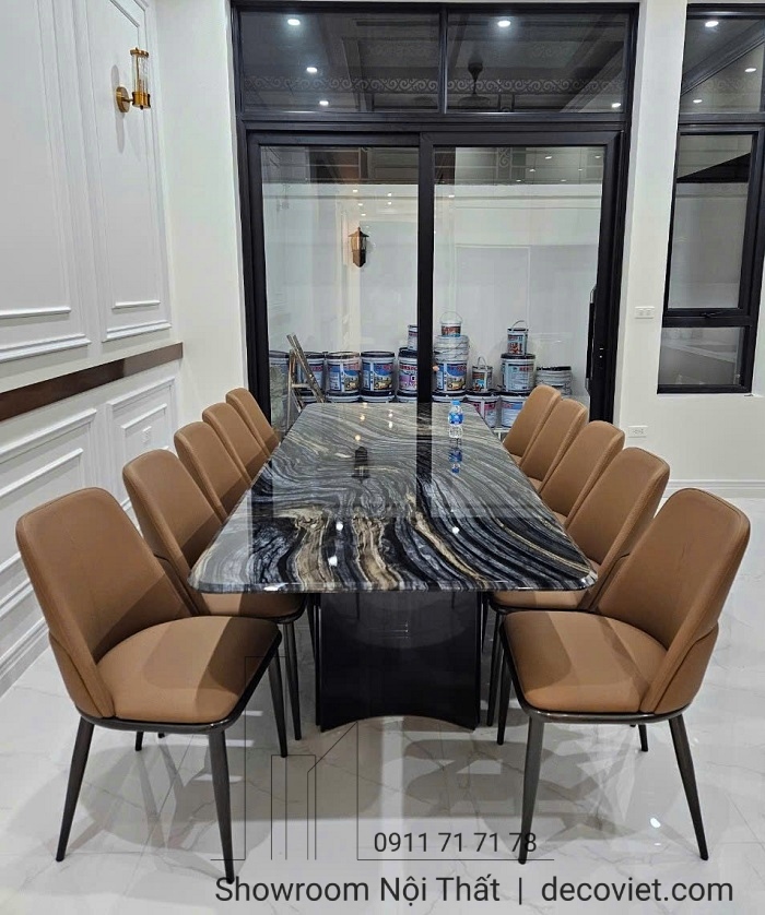 bàn ăn 10 ghế mặt đá