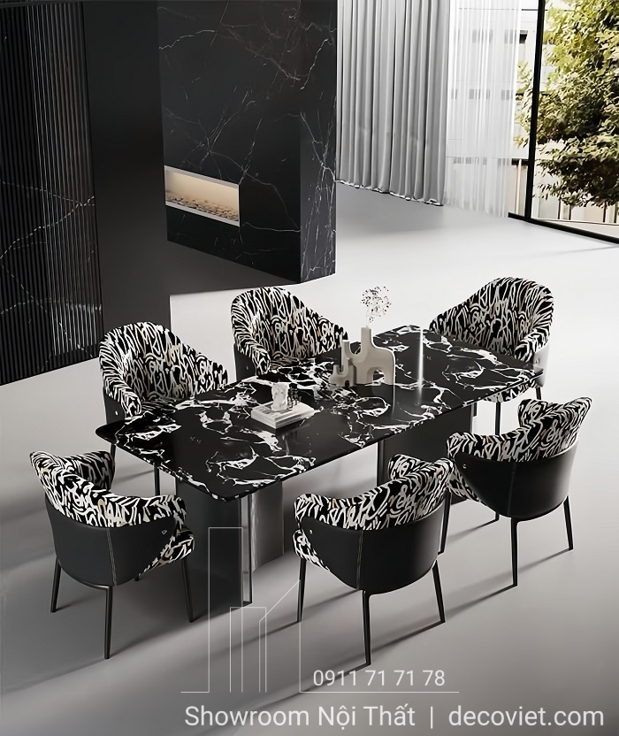 bàn ăn mặt đá 6 ghế