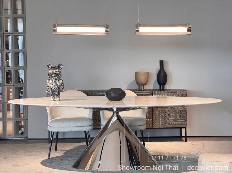 bàn ăn mặt đá nhập khẩu hiện đại