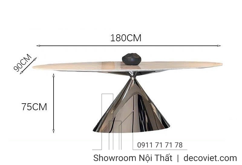 bàn ăn mặt đá chân inox nhập khẩu