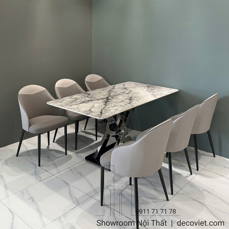 Bàn ăn mặt đá 6 ghế sang trọng, phong cách nhập khẩu, bền đẹp theo thời gian.