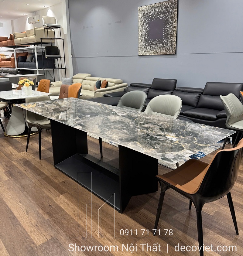 bàn ăn kéo dài mặt đá tự nhiên