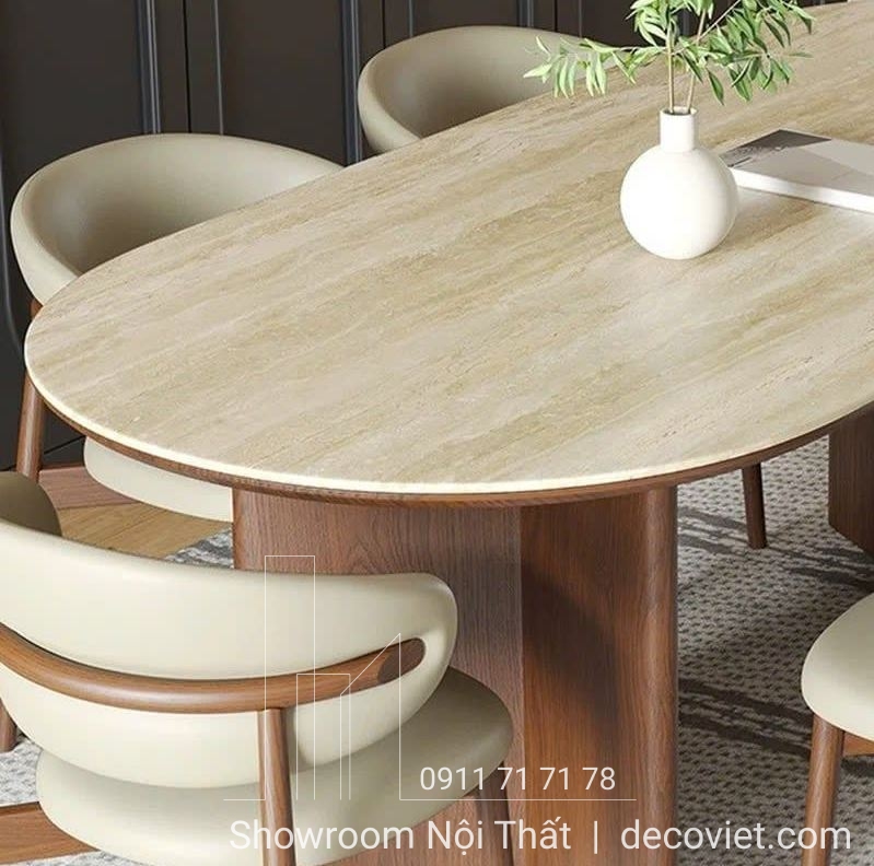 bộ bàn ăn 6 ghế mặt gỗ