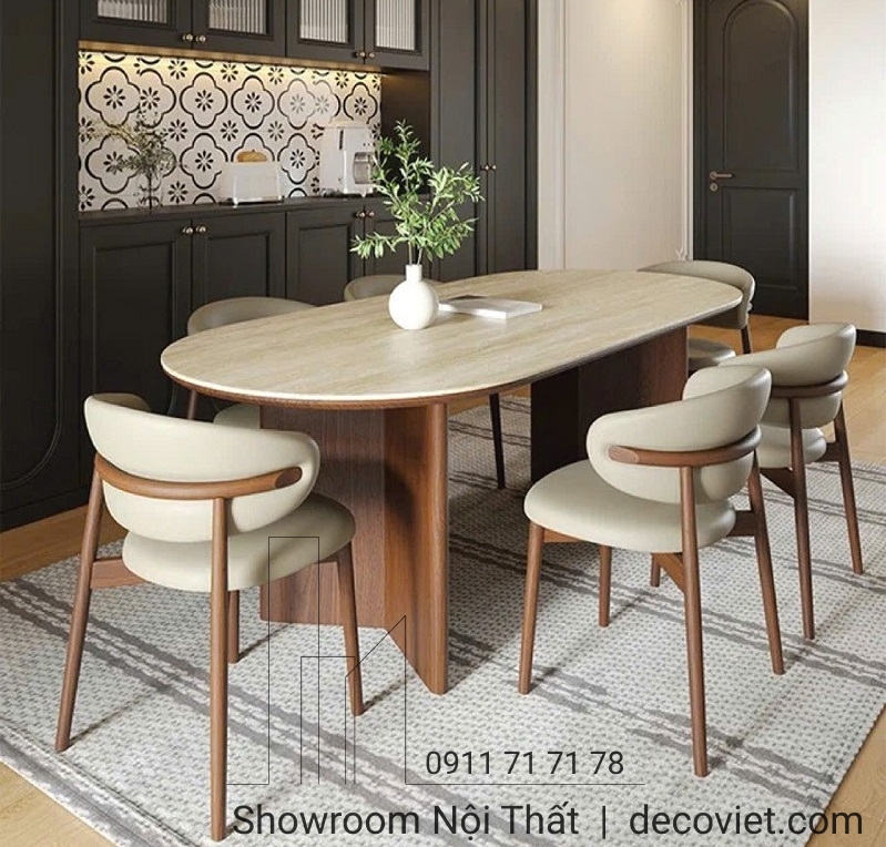 bàn ăn mặt gỗ 6 người