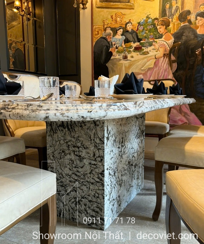 bàn ăn mặt đá hiện đại