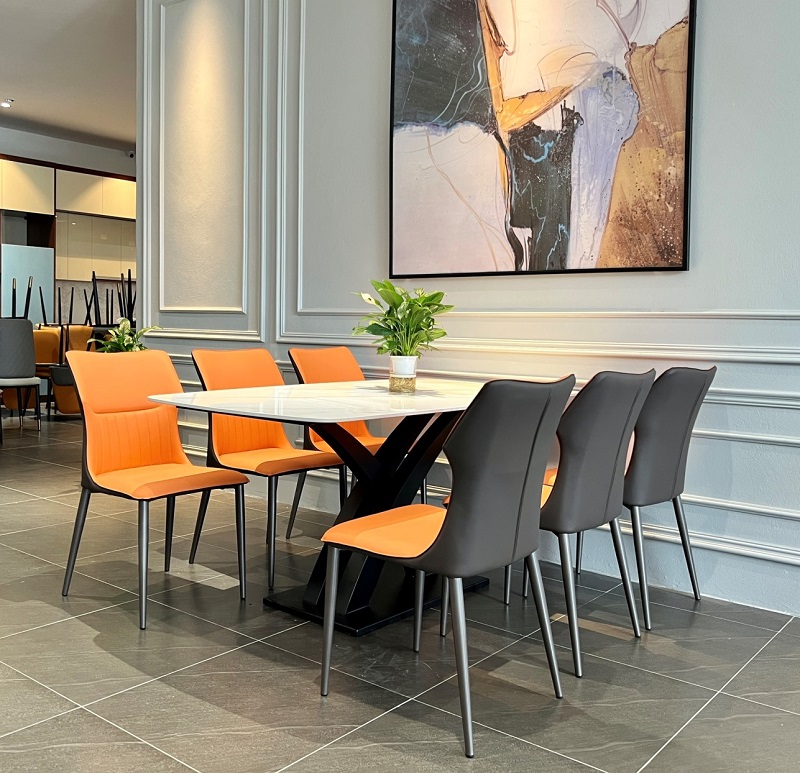 Bàn Ăn Mặt Đá Chân Sắt 942S