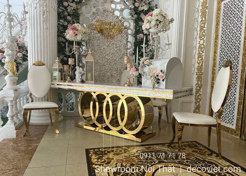 bàn ăn mặt đá tân cổ điển