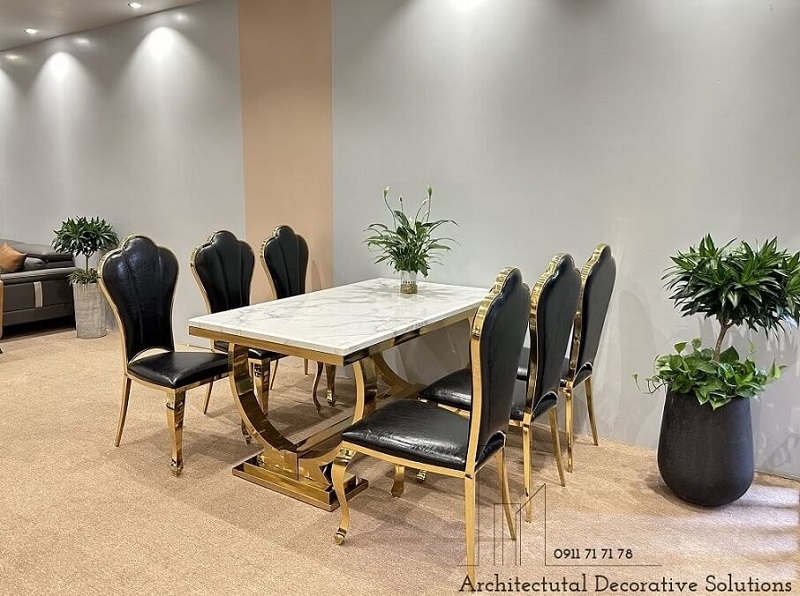 bàn ăn mặt đá tân cổ điển