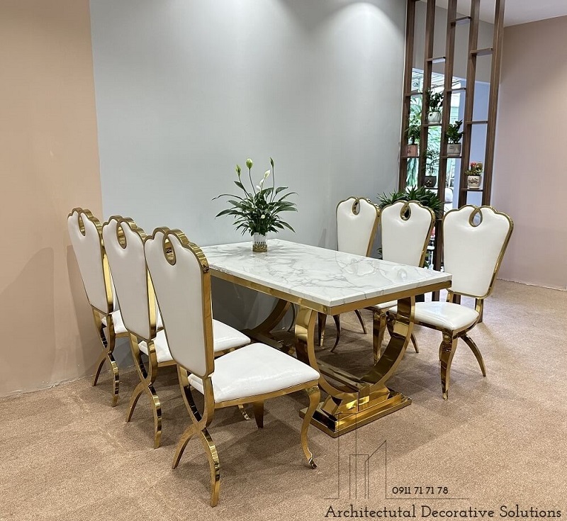 bàn ăn tân cổ điển mặt đá