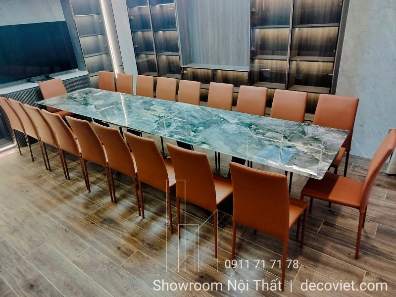 bàn ăn kéo dài mặt đá 20 ghế