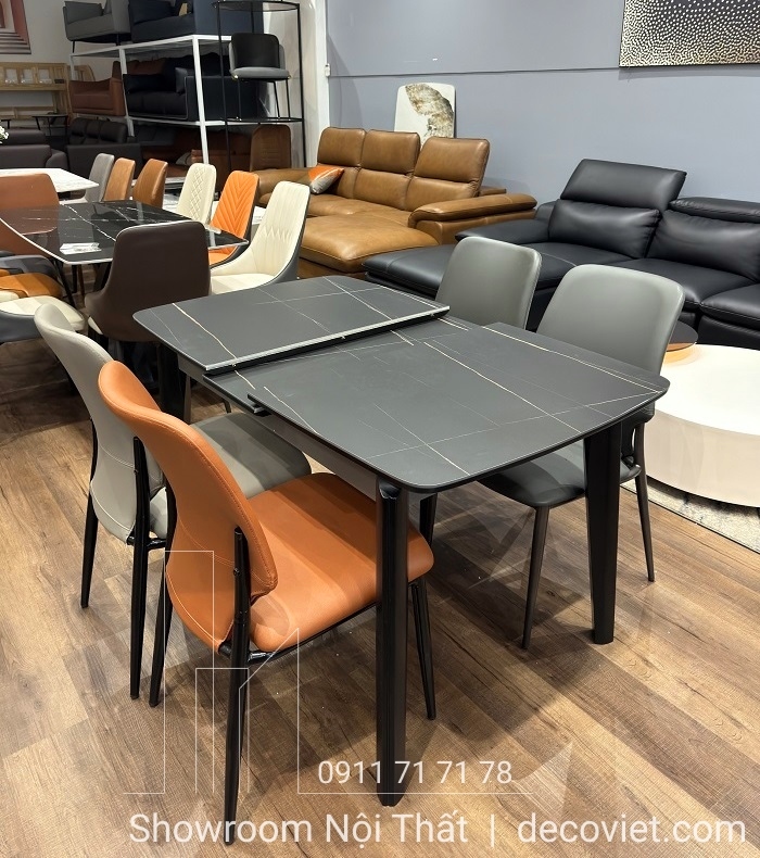 bàn ăn kéo dài mặt đá 4 ghế