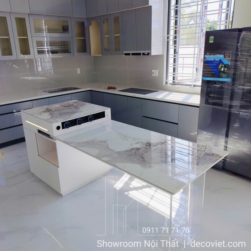 bàn ăn kết hợp đảo bếp