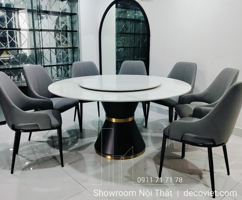 bàn ăn tròn mặt đá nhập khẩu