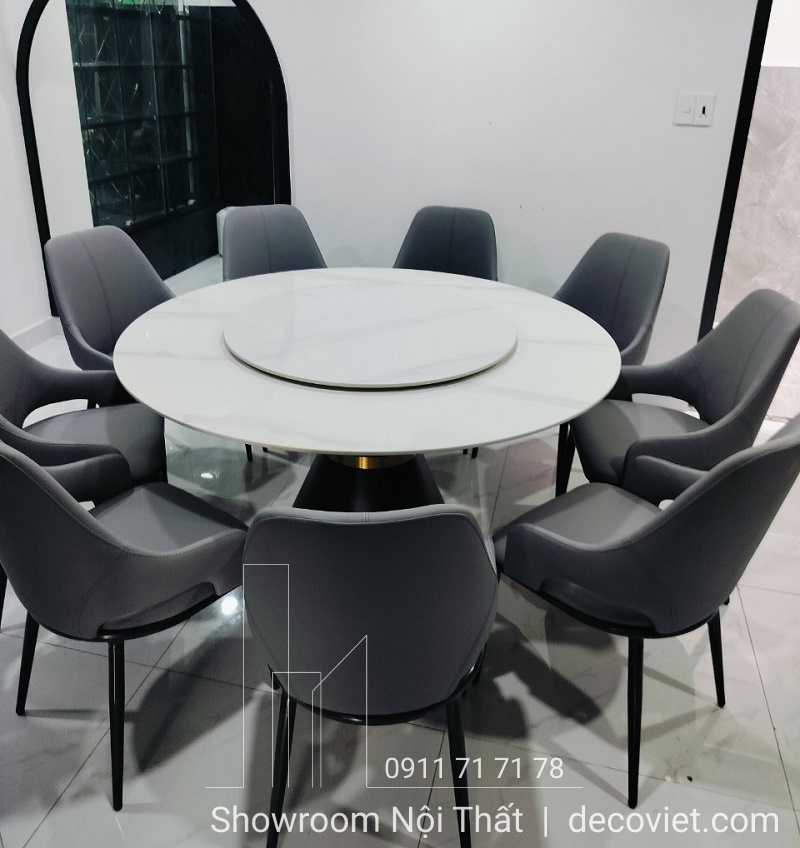 bàn ăn tròn mặt đá 10 ghế