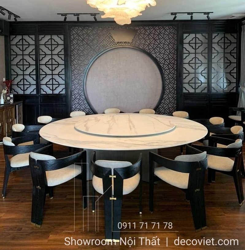 bàn ăn tròn 12 người mặt đá