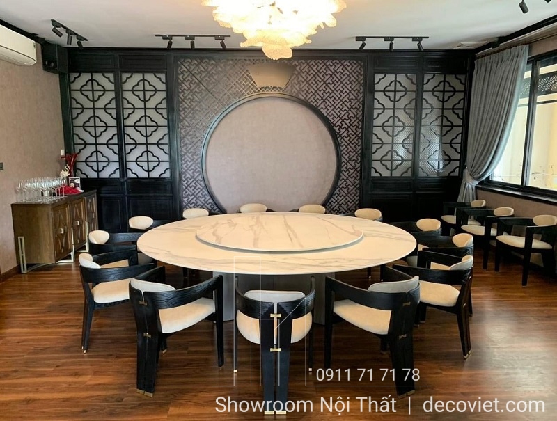 bàn ăn tròn 12 ghế cao cấp
