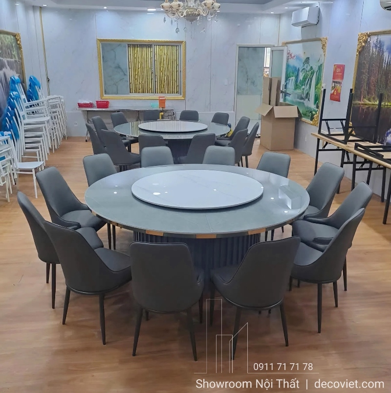 bộ bàn ăn tròn cao cấp 12 ghế bàn giao tại nhà khách