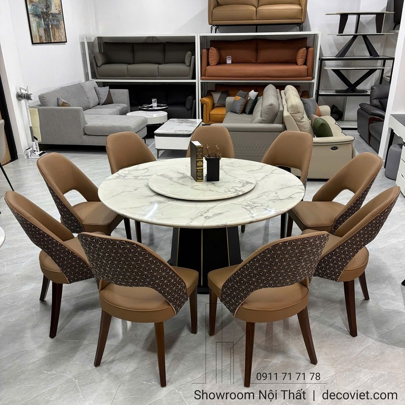 Bộ bàn ăn tròn 8 ghế 2860S thiết kế hiện đại cho phòng ăn