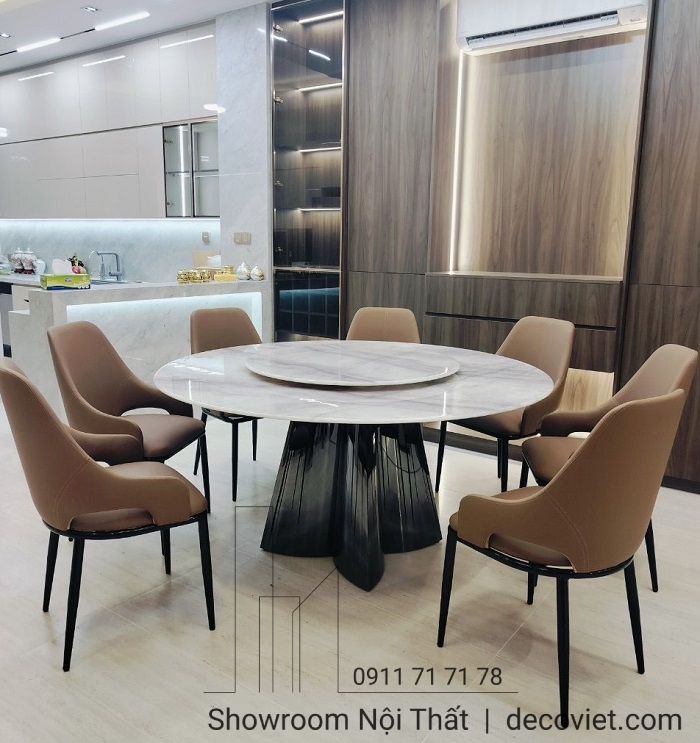bàn ăn tròn xoay 8 ghế cao cấp
