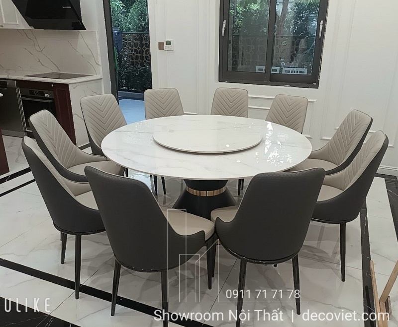 bàn ăn tròn mặt đá 10 người