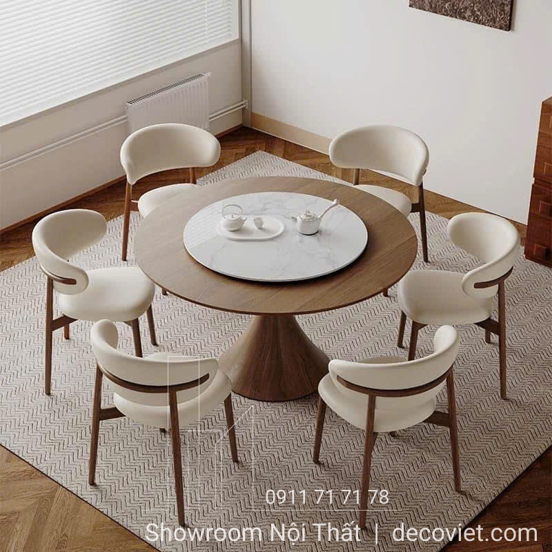 bàn ăn 6 ghế tròn xoay