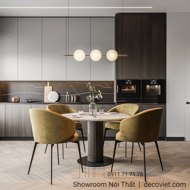 bàn ăn tròn mặt đá 4 ghế