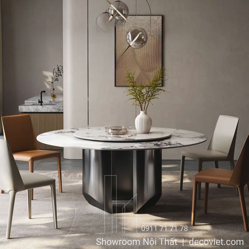 bàn ăn tròn mặt đá nhập khẩu