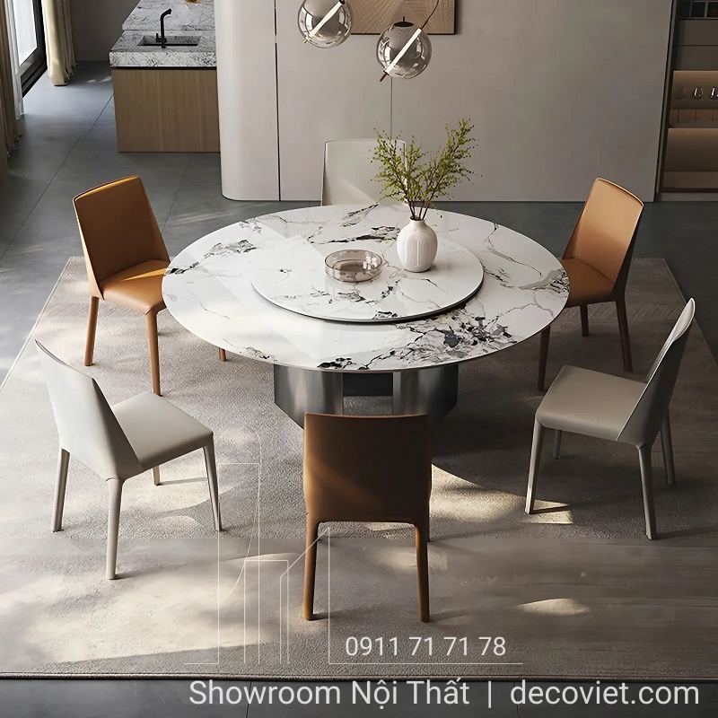 bộ bàn ăn tròn mặt đá