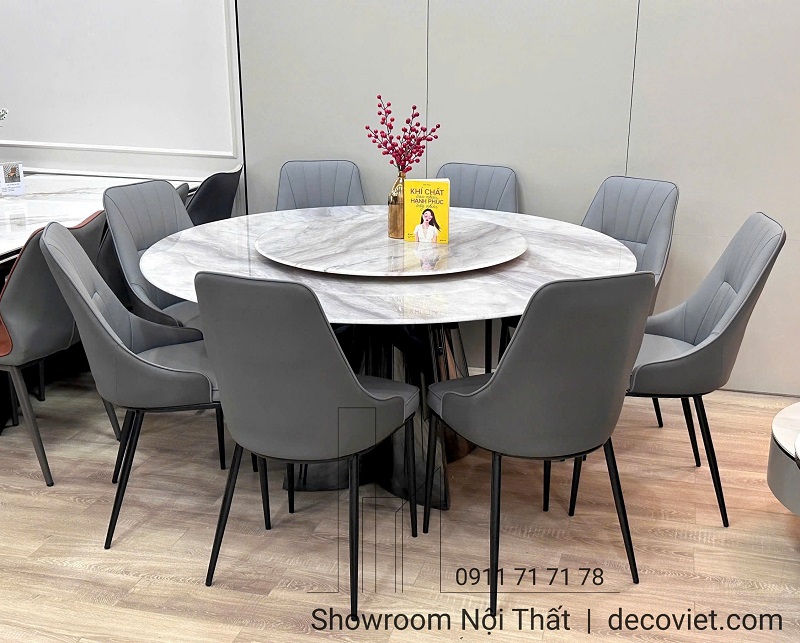 bàn ăn mặt đá 8 ghế nhập khẩu