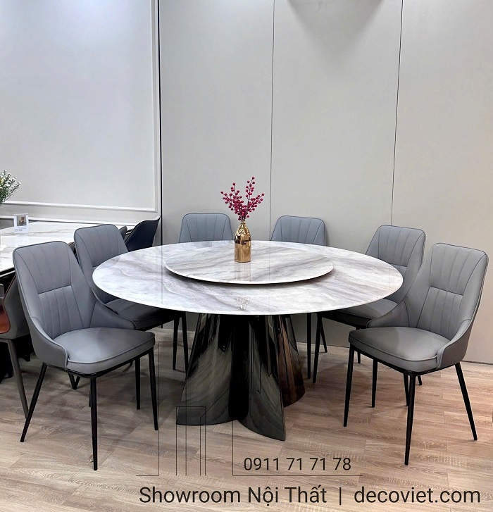bàn ăn mặt đá chân inox