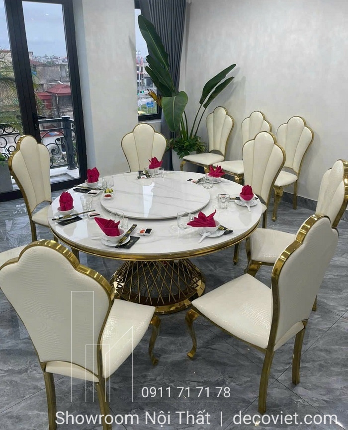 bàn ăn tròn tân cổ điển 6 ghế