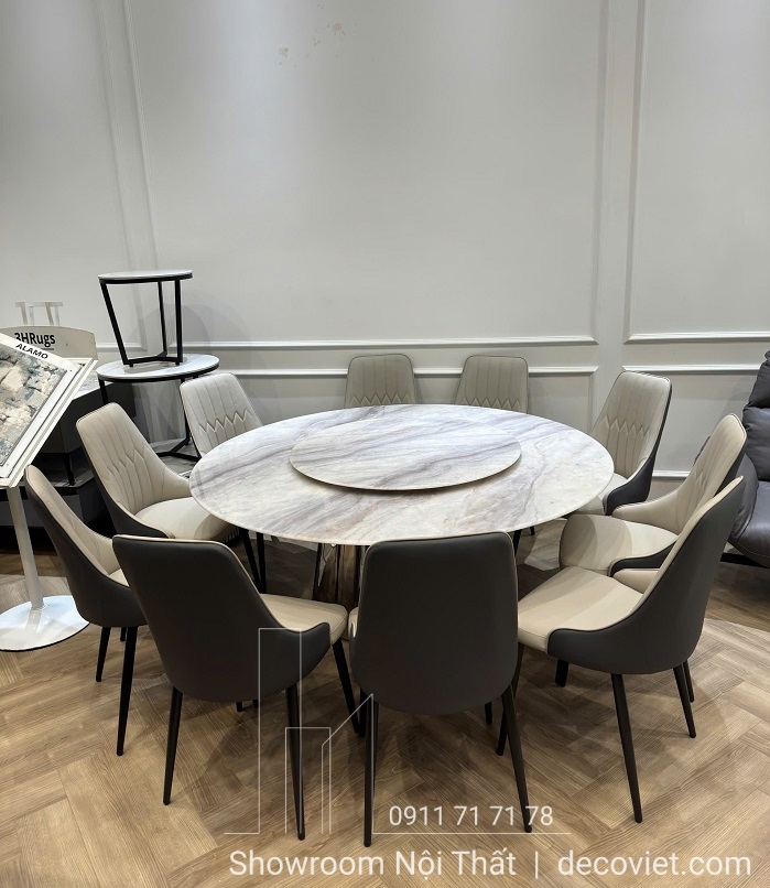 bàn ăn tròn xoay mặt đá