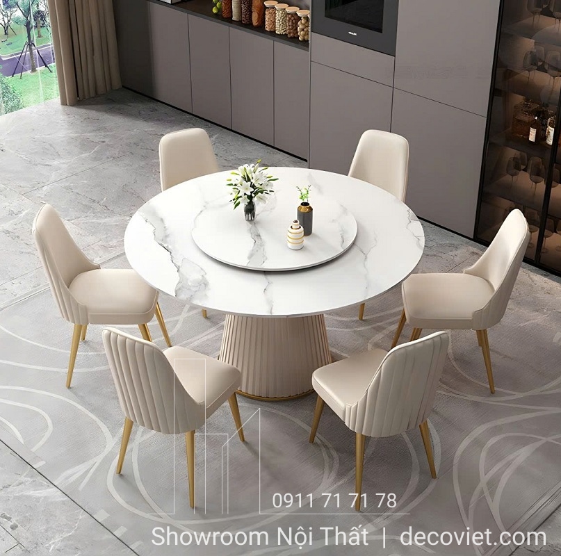 bàn ăn tròn mâm xoay 6 ghế