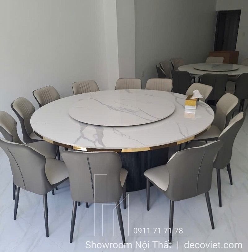 Mẫu bàn ăn xoay tròn mặt đá 2700S cho phòng ăn rộng và đẳng cấp