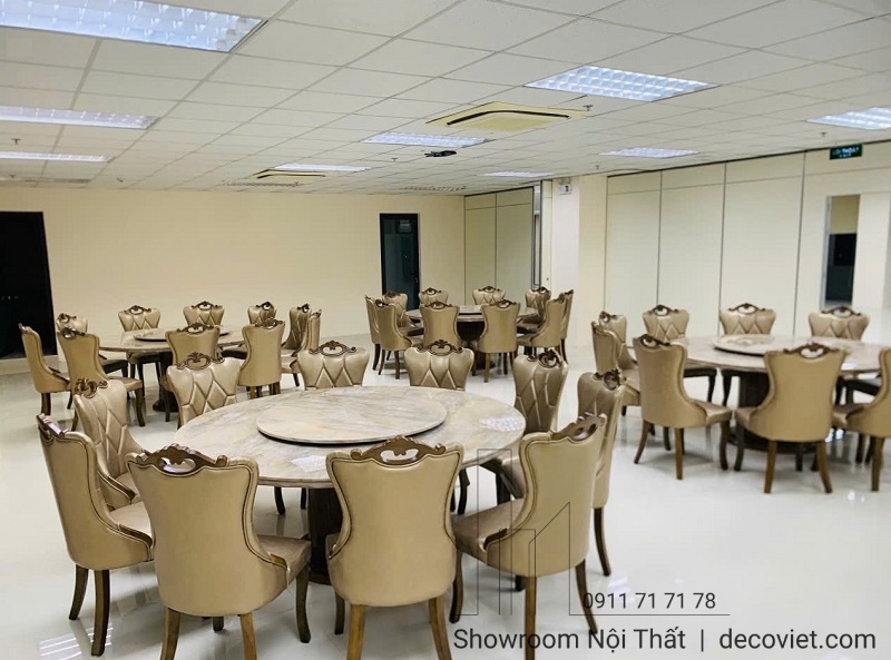 bàn ăn tròn mặt đá 10 ghế