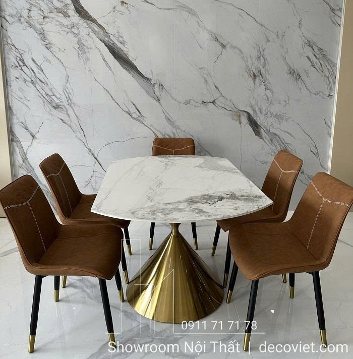 Bàn ăn 2665S mặt đá tròn xoay thiết kế thông minh, sang trọng