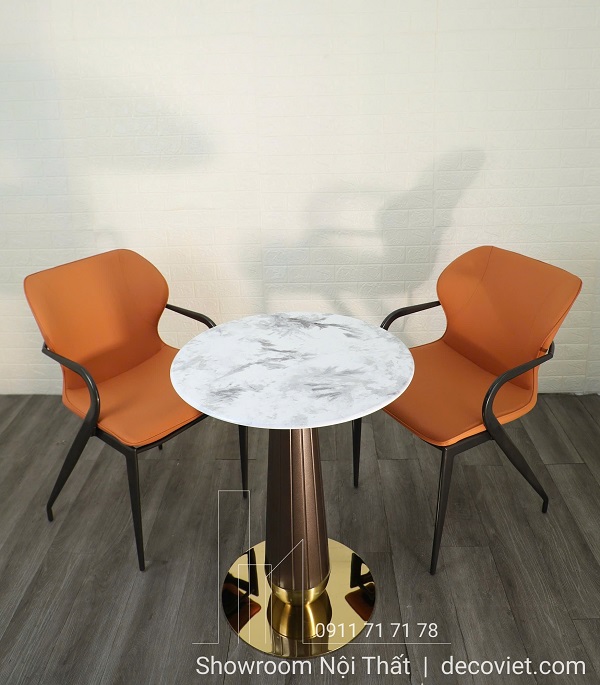 Bàn cafe tròn mặt đá vân mây cao cấp cho quán cafe sang trọng
