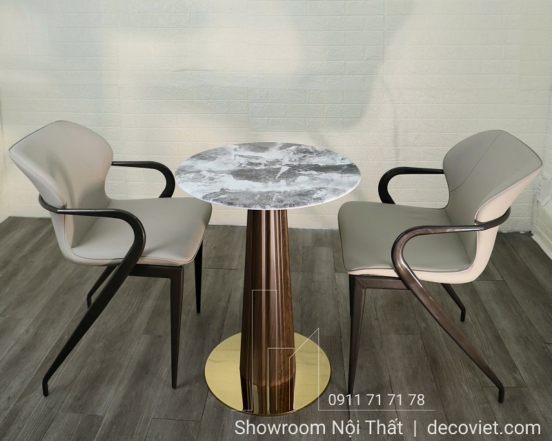 Bàn cafe tròn đẹp kết hợp ghế cafe cho quán trà sữa