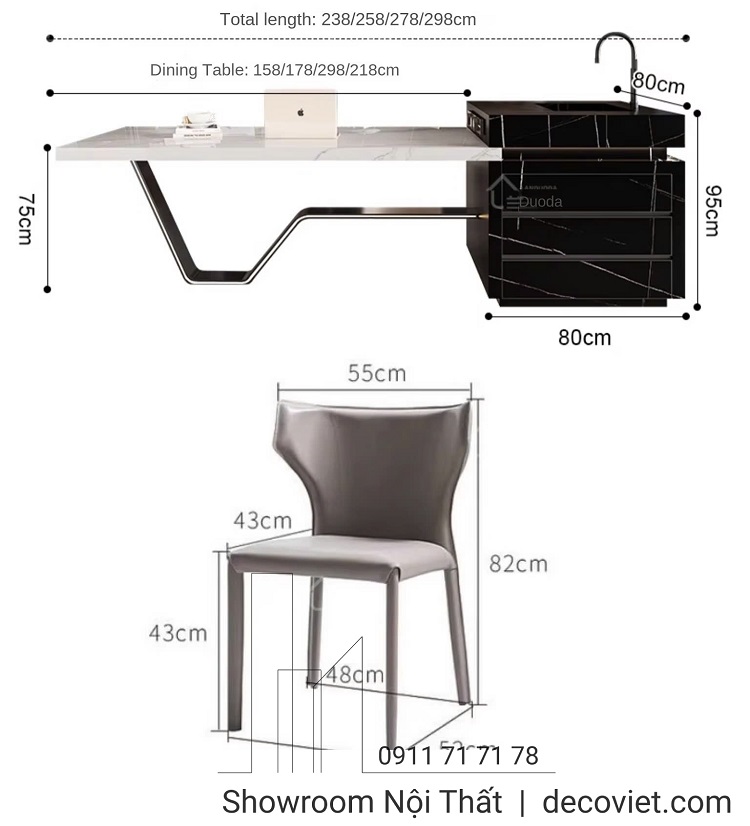 Bàn Ăn Kết Hợp Bàn Đảo
