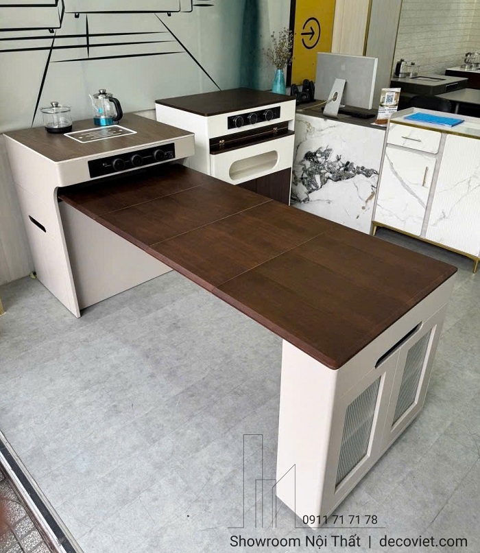 mẫu bàn ăn kết hợp bàn đảo bếp có thể gấp gọn
