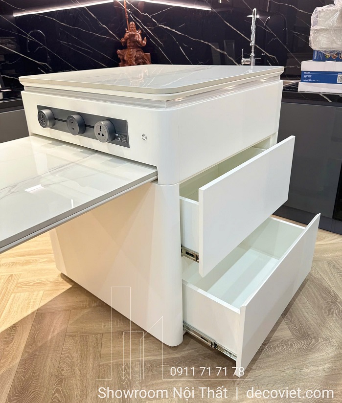 đảo bếp mặt đá cao cấp phong cách châu âu cho nhà phố hiện đại