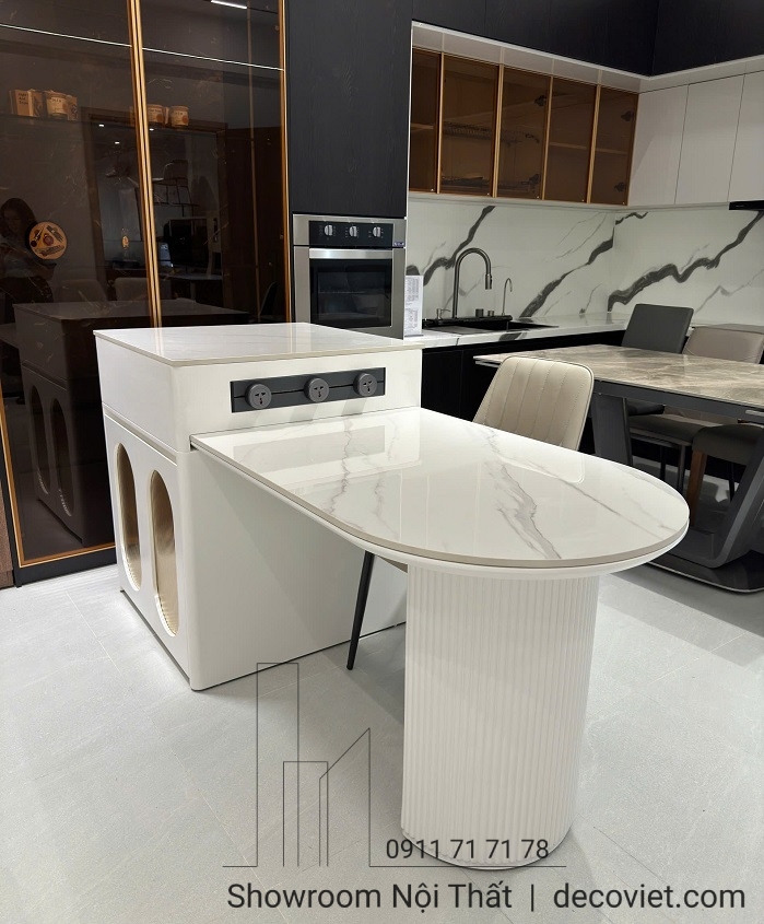 bàn ăn kết hợp bàn đảo bếp